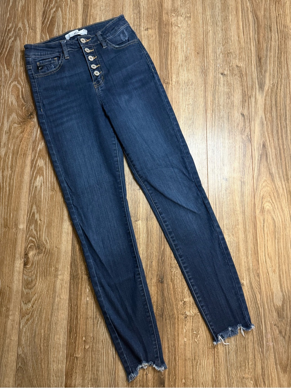 KanCan Dark Blue High-Rise Skinny Jeans with Button Fly